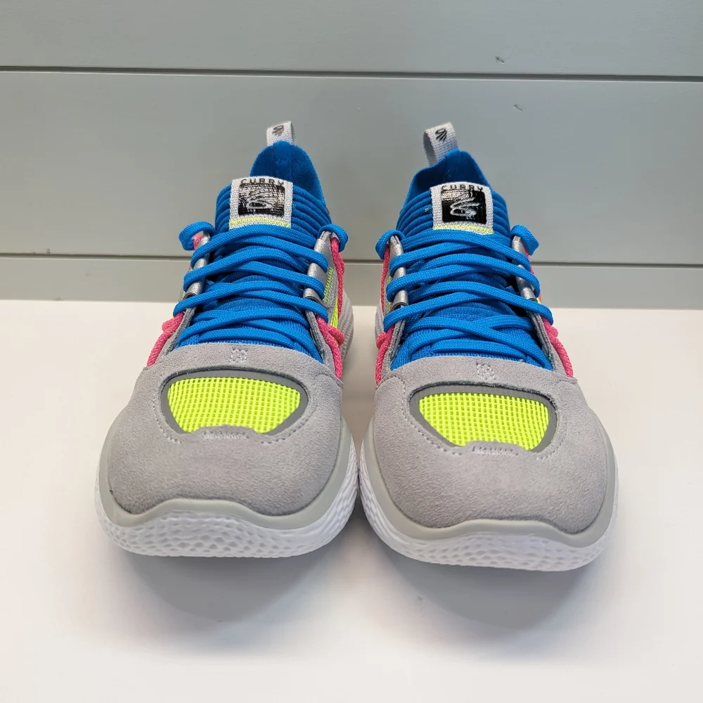 Under Armour Curry Flow Cozy Grey Electric Blue Running Training Shoes Men's 6.5